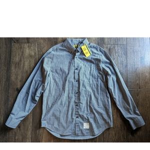 Five Four Poggy The Man Men's Long Sleeve Button Down Shirt Check Print Sz Large